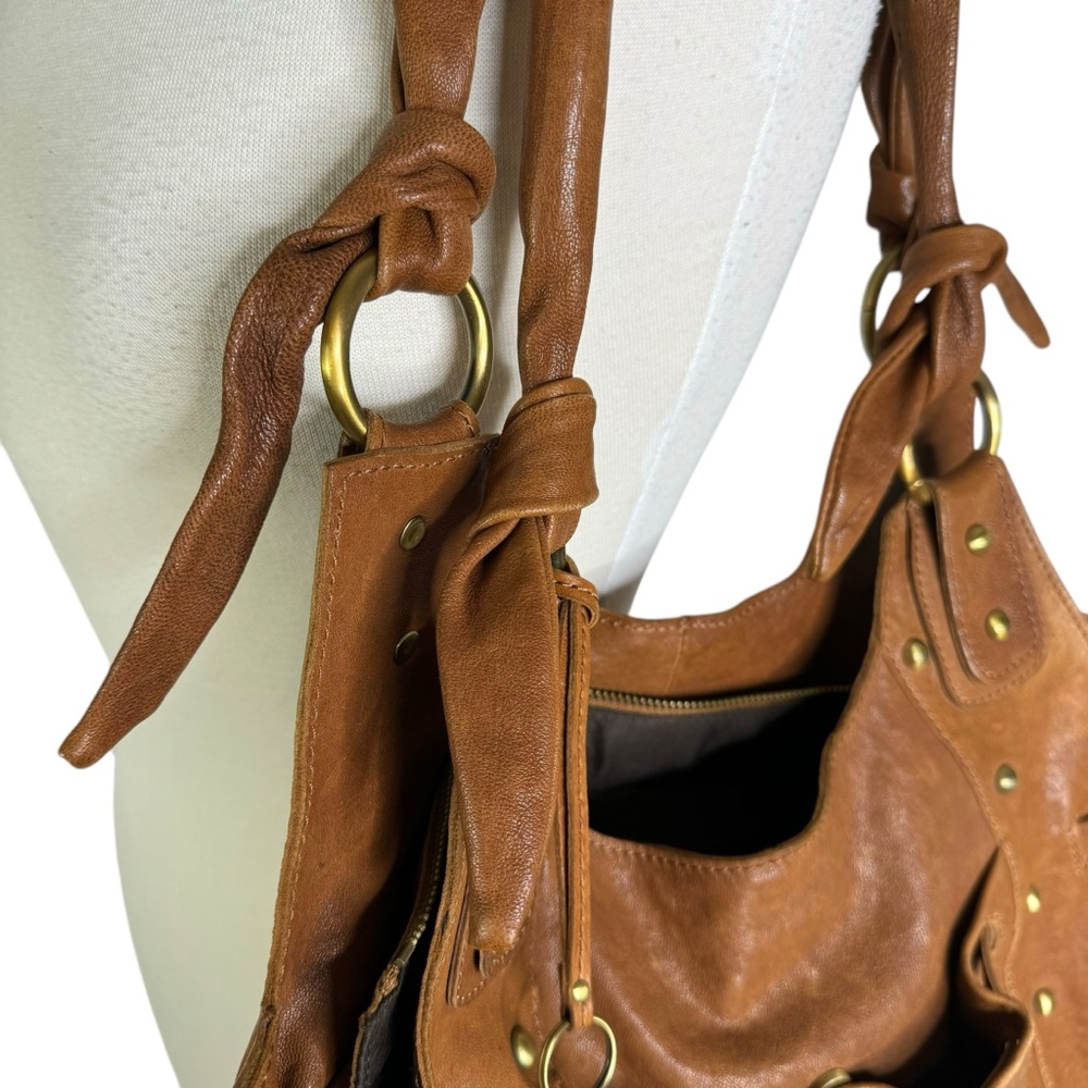 Dolce & Gabbana Large Leather Shoulder Bag with Logo Charms Distressed Brown - Picture 11 of 16
